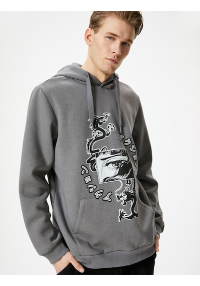 Koton Arkası Baskılı Hoodie Uzakdoğu Temalı Kanguru Cep Detaylı Gri 4wam70252mk Gri Koton Arkası Baskılı Hoodie Uzakdoğu Temalı Kanguru Cep Detaylı Gri 4wam70252mk Gri