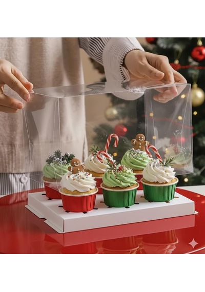 Full Asetat 6 Lı Cup Cake Kutusu 25x17x11