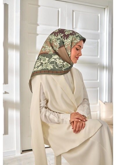 Silk Home Twill İpek Eşarp 11482-06 Yeşil, Vizon, Krem, Acı Kahve, Gold