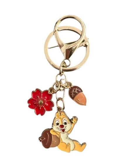 Sevimli Sincap Metal Charm Anahtarlık Çok Renkli Çok Renkli