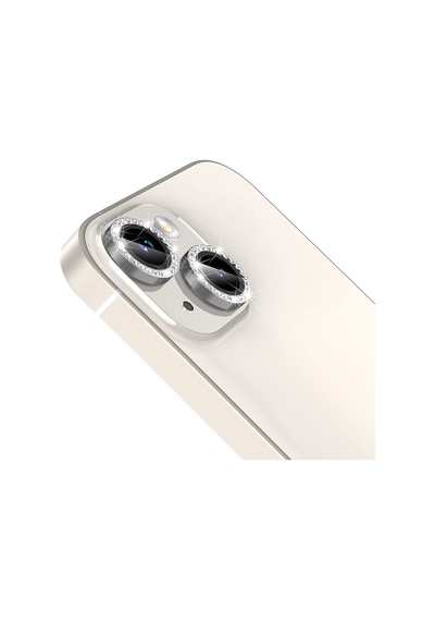 Buff Apple Uyumlu iPhone 14 / 14 Plus Diamond Kamera Lens Koruyucu Gümüş