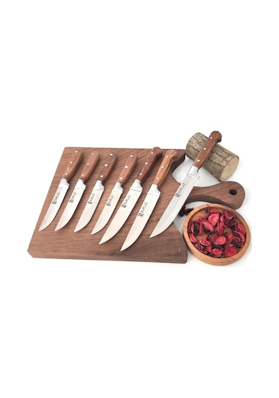 Sürlaz Meyve Sebze Ekmek Bıçak Seti 7 Parça Handmade Ahşap Sap