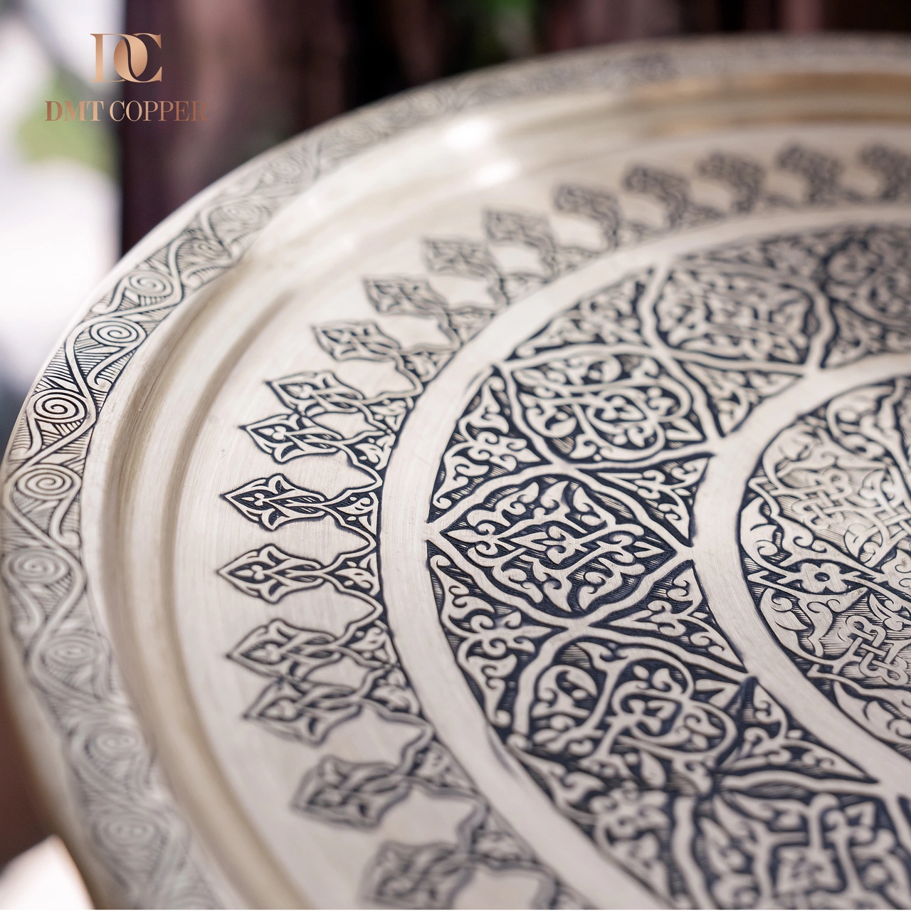 Dmt Gaziantep Sarı Bakır 35 Cm Osmanlı El İşi Sunum Gold Tepsi Kına Tepsisi 35 Cm Sarı