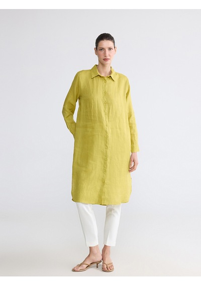 Lcw Everyday Sarı Oversize %100 Keten Kadın Gömlek Tunik