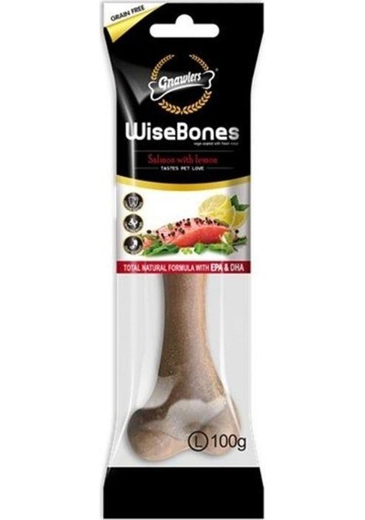 Gnawlers Wise Bone Somonlu Ve Limon Aromalı Köpek Ödül Kemiği L 100 Gr