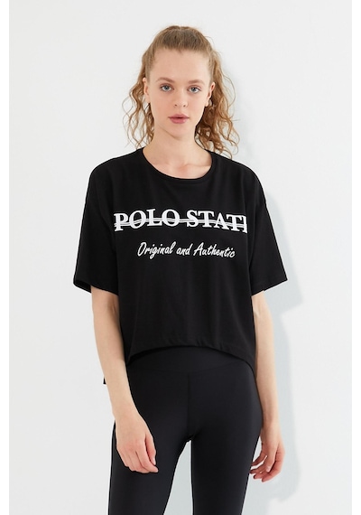 Kadın Baskılı Oversize T-shirt Siyah