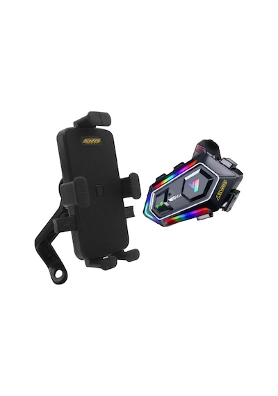 Y20 Max Kask Kulaklık İnterkom + Motosiklet Telefon Tutacağı