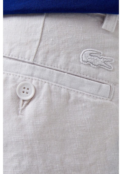 Lacoste Men's Slim Fit Linen Bermuda Shorts White Erkek Dar Kesim Keten Şort Beyaz