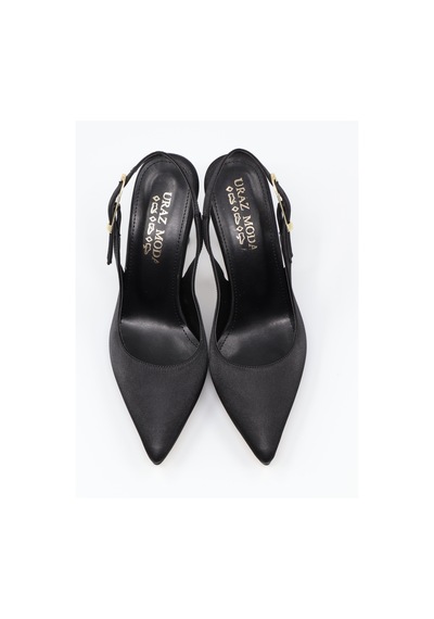 Nesilshoes Nesil Shoes Uraz 800 Siyah Saten Arkası Açık Topuklu Kadın Ayakkabı