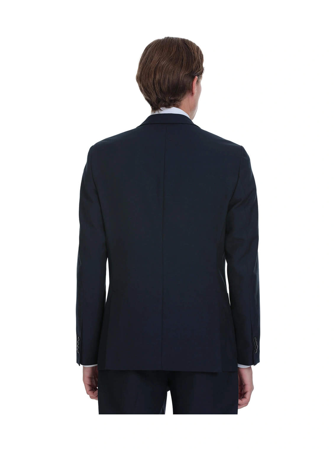 Hatemoğlu Lacivert Slim Fit Mono Yaka Keten Takım Elbise Lacivert