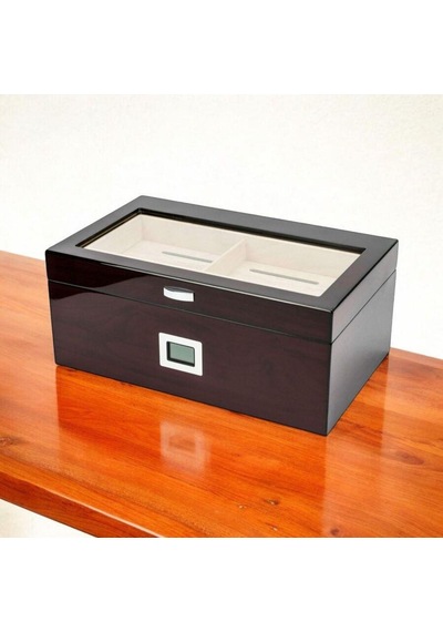 Cedar Alman Puro Kutusu Humidor Parlak Kiraz 80's Cigarspa Elektronik Nemlendirme
