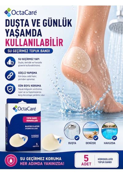 Hidrokolloid Topuk Bandı 5 Adet Su Geçirmez Topuk Koruyucu Nasır Ve Su Toplamasına Karşı Koruma