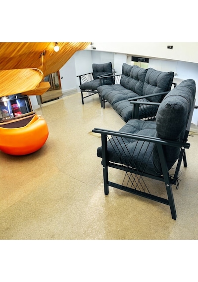 Lüx Bahçe Balkon Mobilyası , Koltuk Takımı , Cafe 3-1-1 Antrasit