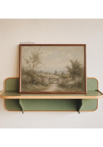 Fransız Kır Evi Kapısı Manzara Baskılı Duvar Sanatı Vintage Kır Evi Bahçe Yolu Çiftlik Evi Dekorasyonu