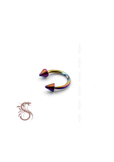 Yarım Halka Karışık Renli Sivri Uçlu Vücut Piercing P327 Çok Renkli