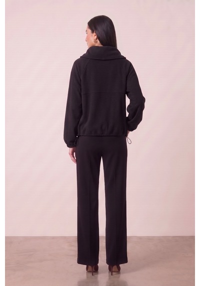 Guitar Casual Siyah Örme Pantolon