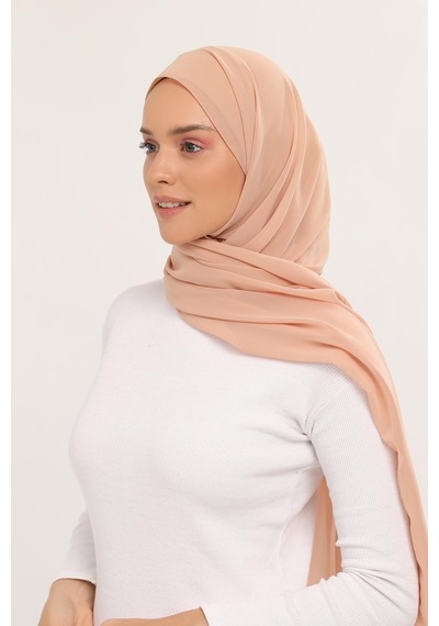 Altobeh Hazır Lüks Pratik Hijablı Şifon Şal Koyu Bej