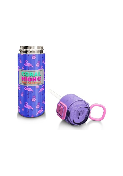 Coral High Kids Lavanta Pembe Flamingo Desenli Pipetli Ve Direkt İçim Çelik Termos 500 Ml 31905 Lavanta - Sarı