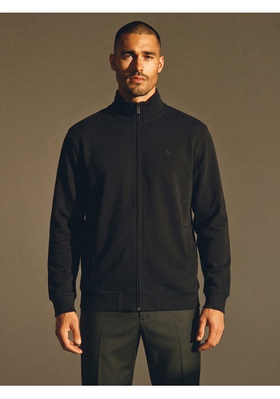 Maccali Erkek Siyah Büyük Beden Pamuklu Fermuarlı Sweatshirt