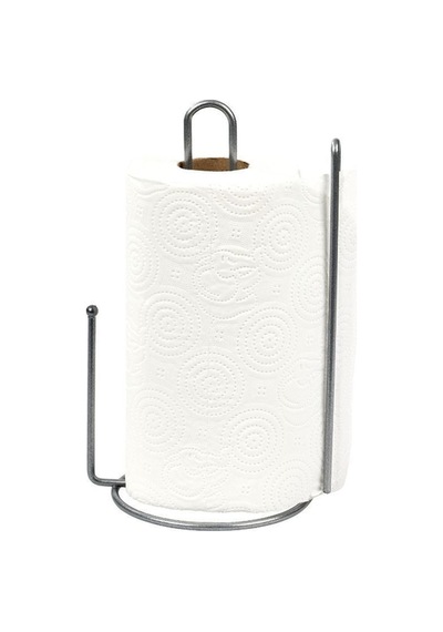 Edora Home 2'li Gümüş Mutfak Organizer Seti, Ayraçlı Kağıt Havluluk Ve 6 Kancalı Bardaklık - Metal Paslanmaz