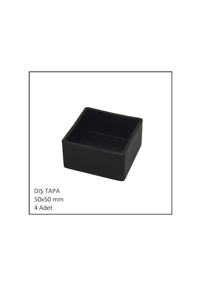 Plastik Dış Tapa, Profil Tapası, Kare, Siyah, 50x50 Mm 4 Adet Siyah