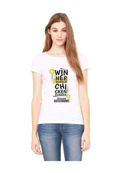 Pubg Winner Winner Baskılı Beyaz Kadın Tshirt