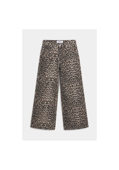 Kadın Leopar 1w6-26 Palazzo Fit Özel Desen Denim Jean