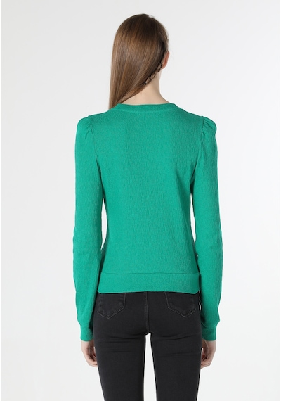 Colins Slim Fit Yuvarlak Yaka Düz Kadın Yeşil Uzun Kol Tişört Cl1061930 Q1.v2 Grn Yeşil