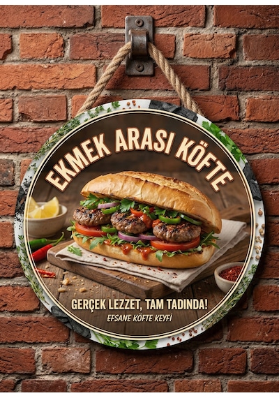 Mayeka Ekmek Arası Köfte Temalı Büfeler Cafeler Köfteciler İçin Ahşap Duvar Kapı Dekoratif Süs Tablo 8