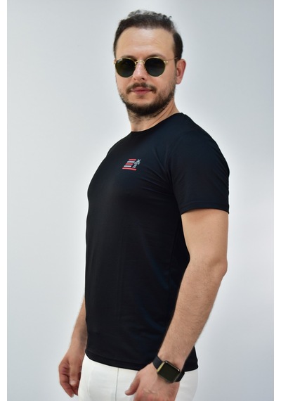 Escetic Erkek Siyah Slim Fit T-Shirt-3282