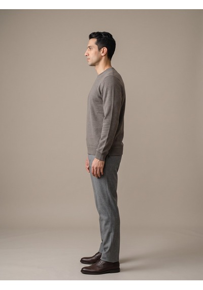 Maccali Erkek Vizon Selanik Bisiklet Yaka Sweatshirt