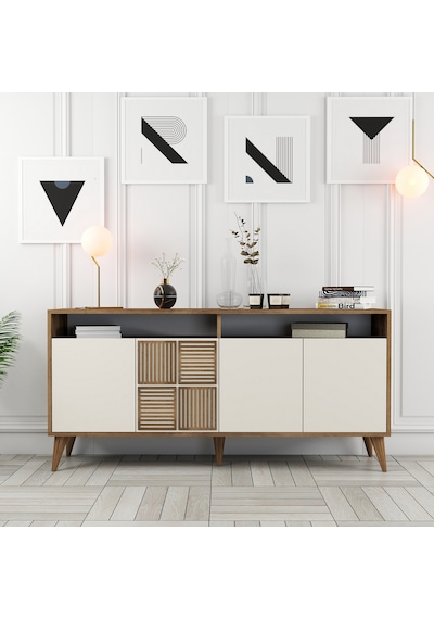Milan 160cm Konsol - Ceviz / Krem