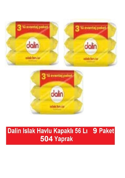 Dalin Islak Havlu Kapaklı 56 Lı X 9 Paket 504 Yaprak
