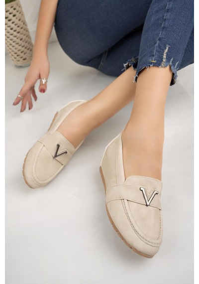 Nesilshoes Nesil Shoes Minal Gd06 Bej Gizli Topuk Kadın Ayakkabı