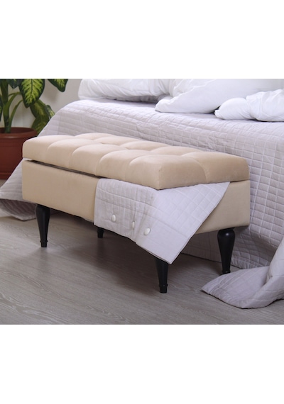 Lorencehome Balloon Sandıklı Puf - Krem