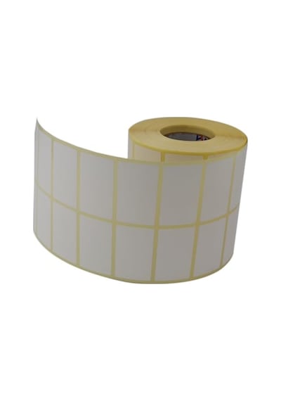 Kuşe Etiket 50mm X 30mm Ruloda 3000 Adet Yan Yana 2 Li 40mm Kuka Çapında Barkod Yazıcı Etiketi 1