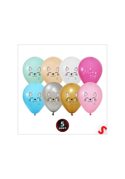 Miss Cat Balon, 30cm X 5 Adet Renkli