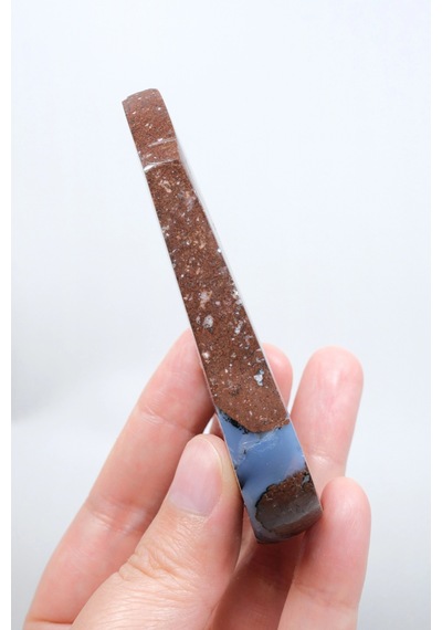 Mor Druzy Cepsi İle Ametist Akik Serbest Formda, Mavi Şeritlerle Ve Terrakota Matrisli Taş, 69g
