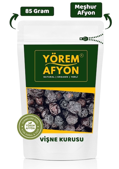 Yörem Afyon Meşhur Afyon'un Zengin Aromalı Doğal Kurutulmuş Çekirdekli Vişne Kurusu Prunus Cerasus 85gr. 85 G