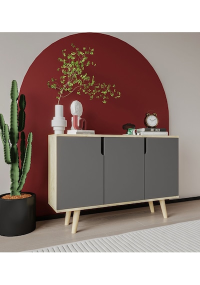 Verona 120 Cm Konsol, Kahve Köşesi, Tv Ünitesi, Çok Amaçlı Ahşap Ayaklı Konsol Safir Meşe-antrasit Verona 120 Cm Konsol, Kahve Köşesi, Tv Ünitesi, Çok Amaçlı Ahşap Ayaklı Konsol Safir Meşe-antrasit