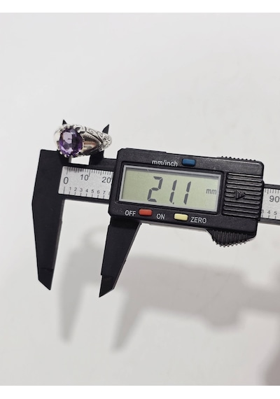 Ametist Taşlı 925 Ayar Gümüş Yüzük 9,15 Gram