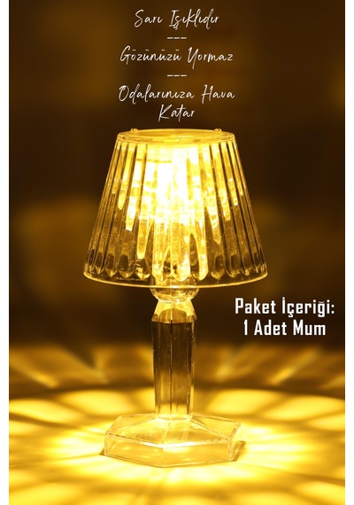 Led Mum Kristal Tip Pil Dahil Ledli Dumansız Alev Yapay Dekoratif Mum Dekor Işığı Şeffaf Pr288