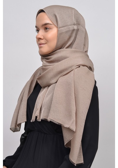 Altobeh Kadın Düz Renk Pırıltı Simli Tesettür Shawl Parlak Abiye Şal - Toprak