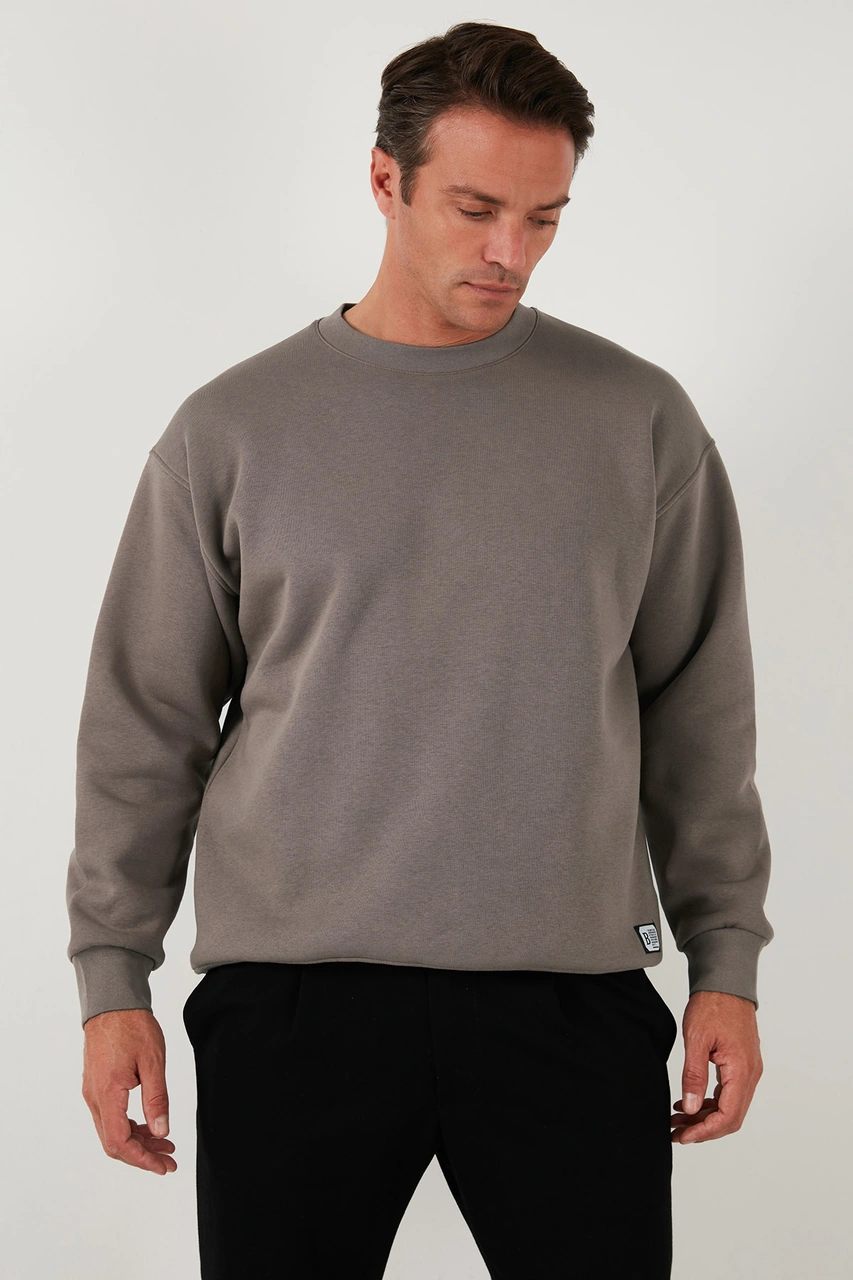 Buratti Regular Fit Bisiklet Yaka Şardonlu 2'Li Paket Erkek Sweat 5905255S2 Siyah-Toprak
