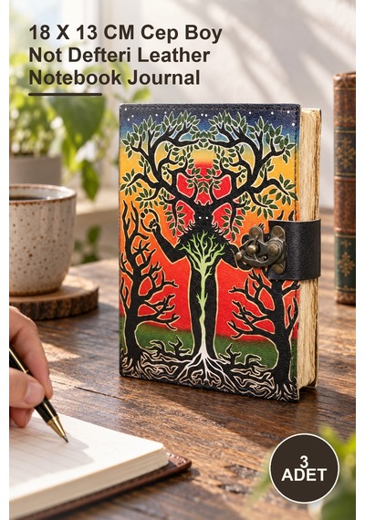 3 Adet Deri Defter 18 X 13 Cm Cep Boy Not Defteri Leather Notebook Journal