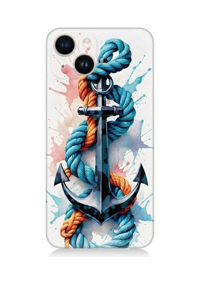 Apple Uyumlu iPhone 14 Plus Gemi Çapası Desenli Silikon Kılıf