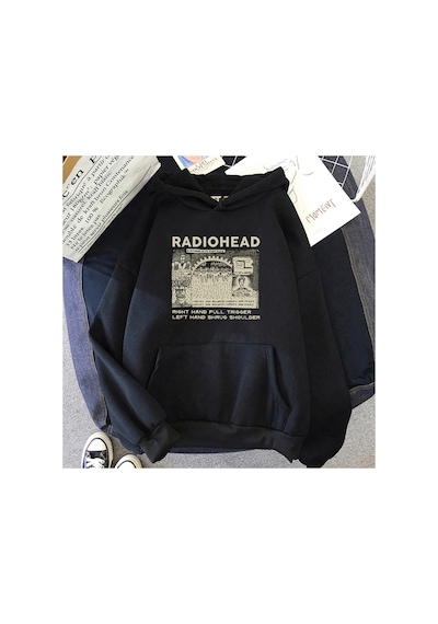 Tarzsokak Siyah Unisex Moda Radiohead Hoodie İçin Rock Band Müzik Hayranları Boy Grafik Gi