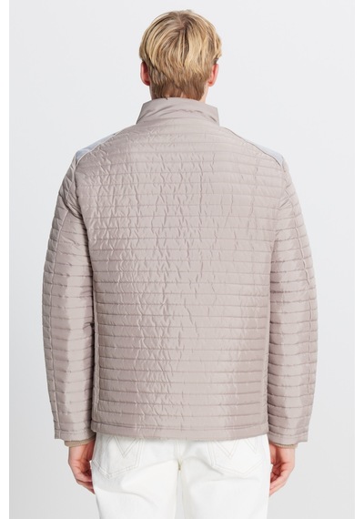 AC&Co / Altınyıldız Classics Erkek Bej Standart Fit Normal Kesim Dik Yaka Desenli Mont Bej