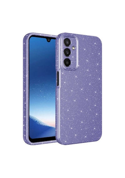 Samsung Uyumlu Galaxy A25 Kılıf Kamera Korumalı Simli Lüks Koton Kapak Mor
