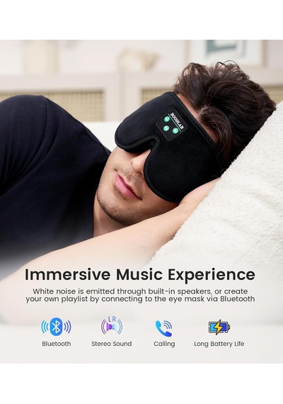Xmlbayiciniz Bluetooth Uyku Maskesi, Uyku Maskesi, Bluetooth Kulaklıklı Uyku Maskesi, Yan Yatanlar İçin Uyku Kulaklığı, Seyahat Genel